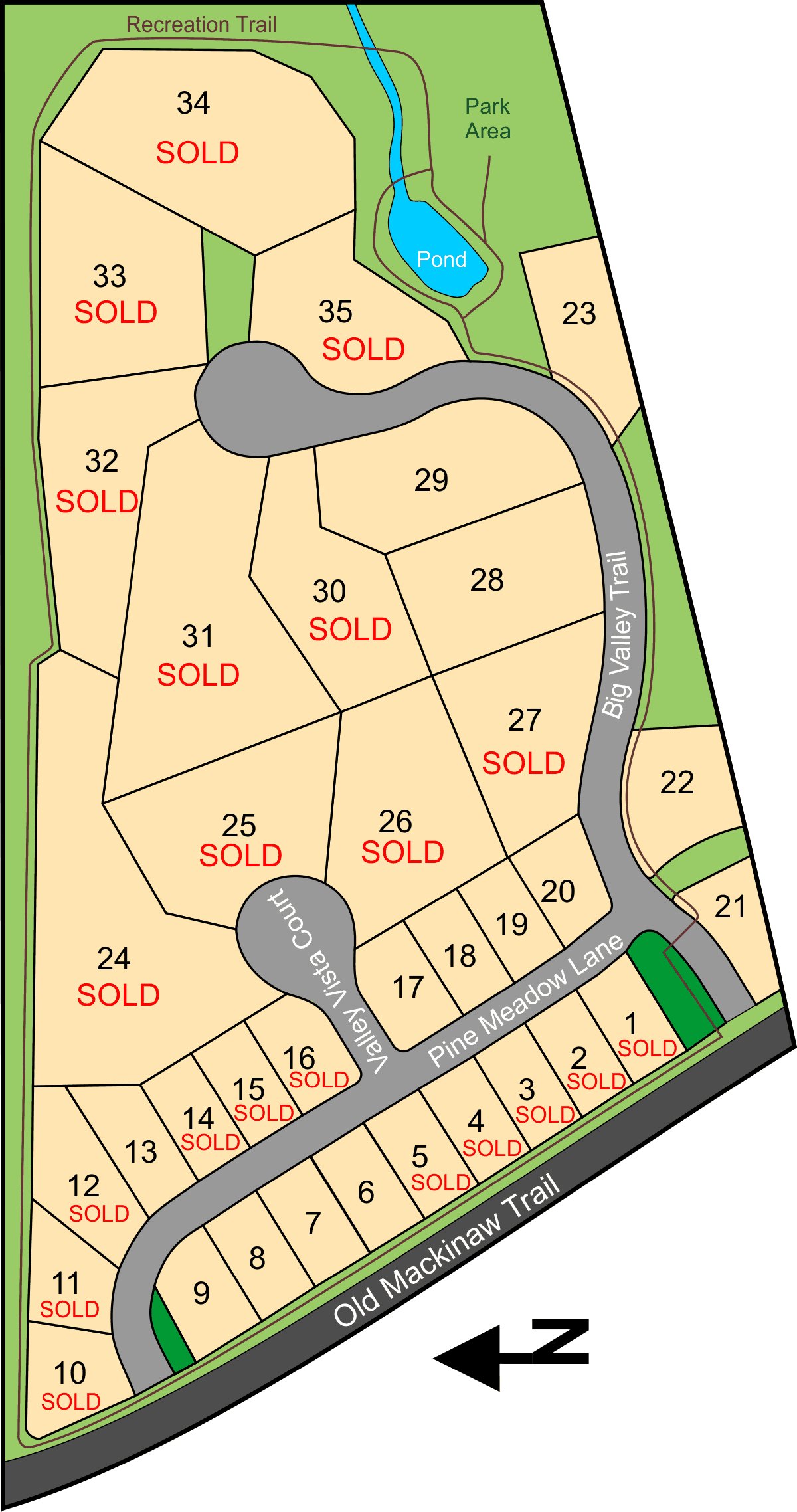 Location & Available Lots at Pine Valley